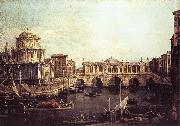 Canaletto Capriccio: The Grand Canal, with an Imaginary Rialto Bridge and Other Buildings fg oil painting