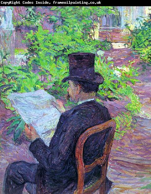  Henri  Toulouse-Lautrec Desire Dihau Reading a Newspaper in the Garden