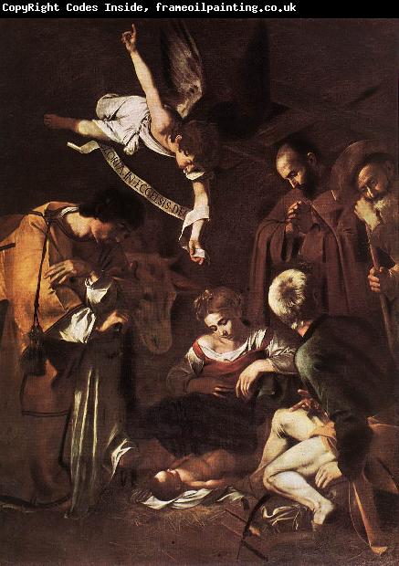 Caravaggio Nativity with St Francis and St Lawrence fdg