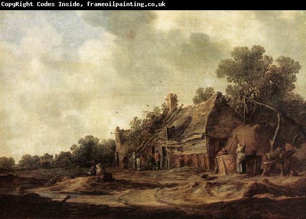 GOYEN, Jan van Peasant Huts with a Sweep Well sdg