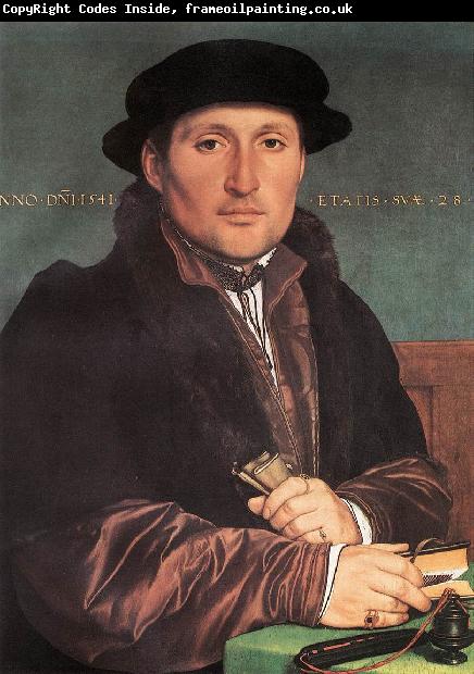HOLBEIN, Hans the Younger Unknown Young Man at his Office Desk sf