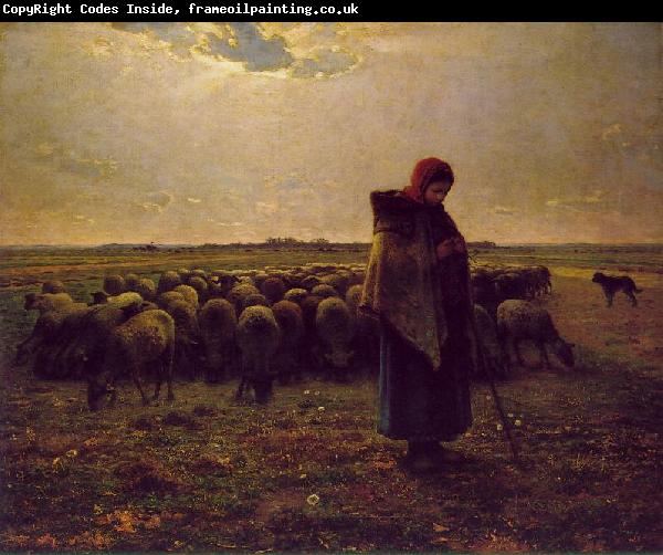 Jean-Franc Millet Shepherdess with her flock