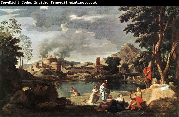 Nicolas Poussin Landscape with Orpheus and Euridice