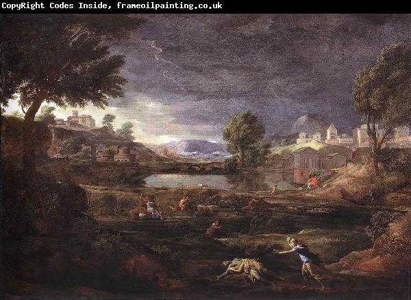 Nicolas Poussin Strormy Landscape Pyramus and Thisbe