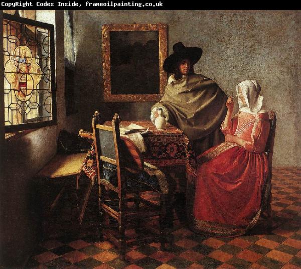 VERMEER VAN DELFT, Jan A Lady Drinking and a Gentleman wr