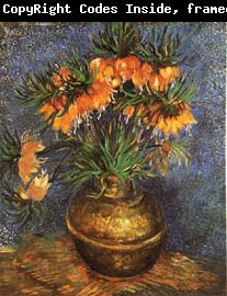 Vincent Van Gogh Imperial Crown Fritillaria in a Copper Vase