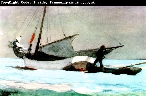 Winslow Homer Stowing the Sail, Bahamas