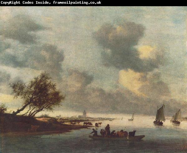 RUYSDAEL, Salomon van A Ferry Boat near Arnheim sg