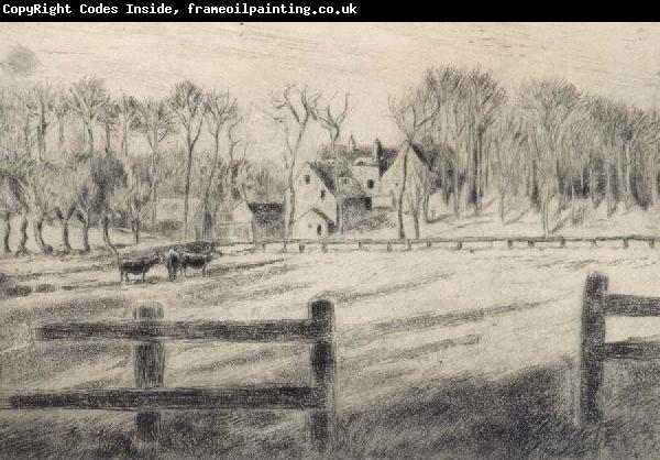 Camille Pissarro Field with mill at Osny