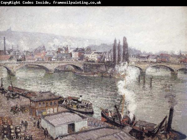 Camille Pissarro The Stone Bridge in Rouen,dull weather