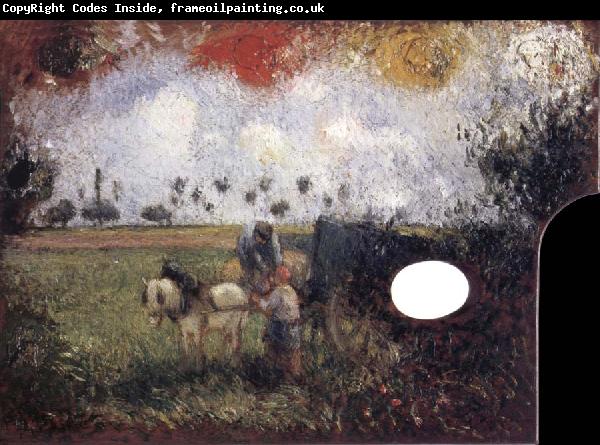 Camille Pissarro The artist-s palette with a landscape