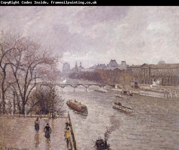 Camille Pissarro The Louvre,morning,rainy weather