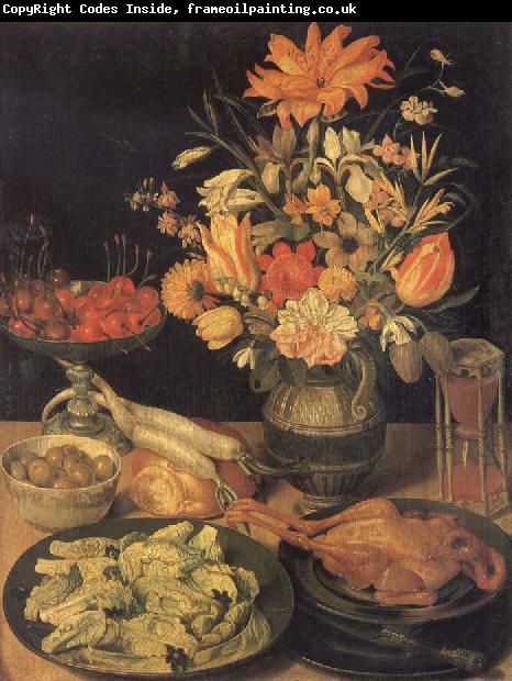 Georg Flegel Still Life with Flowers and Food