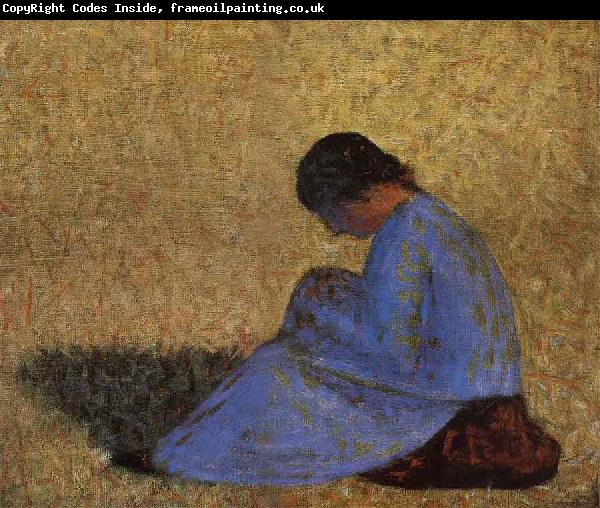 Georges Seurat The Countrywoman sat on the Lawn