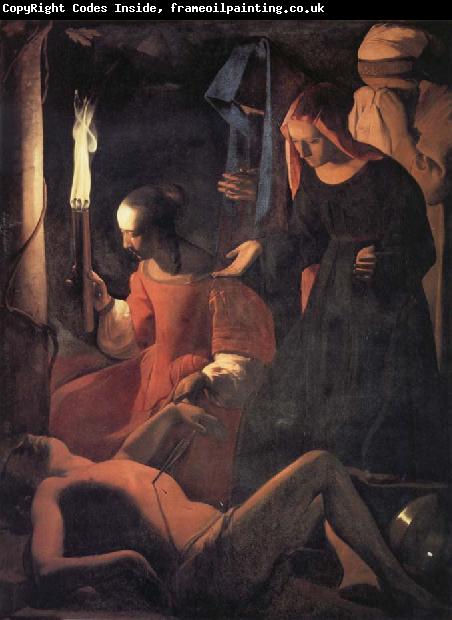 Georges de La Tour Die Auffindung der Leiche des Hl.Sebastian