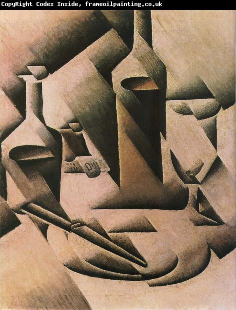 Juan Gris Still life botrtle and knife