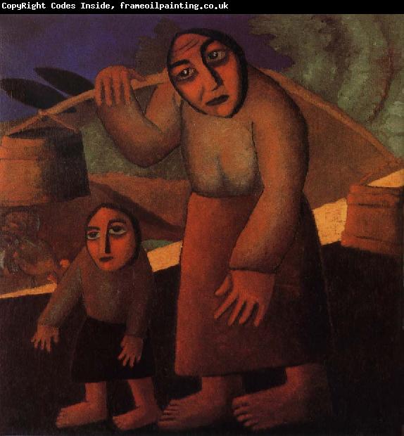 Kasimir Malevich The Woman and child Pick up the water pail