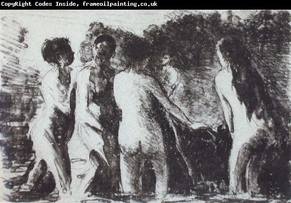 Camille Pissarro Line of bathers