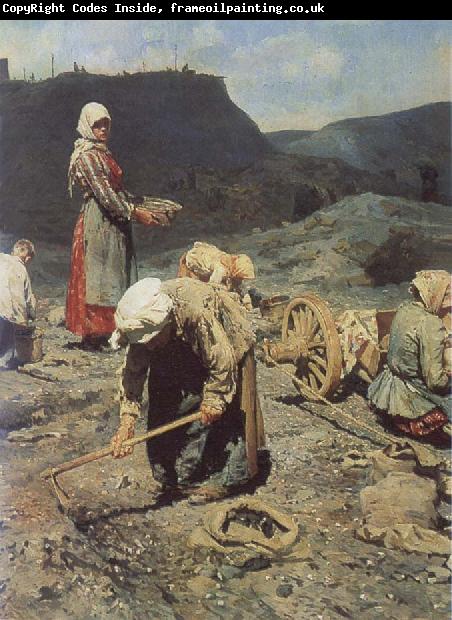 Nikolai Kasatkin Poor People Collecting Coal in an Abandoned Pit