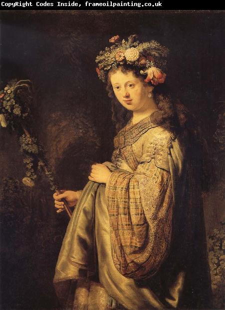 REMBRANDT Harmenszoon van Rijn Saskla in Arcadian Costume