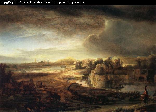 REMBRANDT Harmenszoon van Rijn Landscape with a Coach