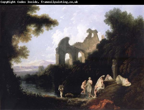 unknow artist Landscape,Ruins and Figure