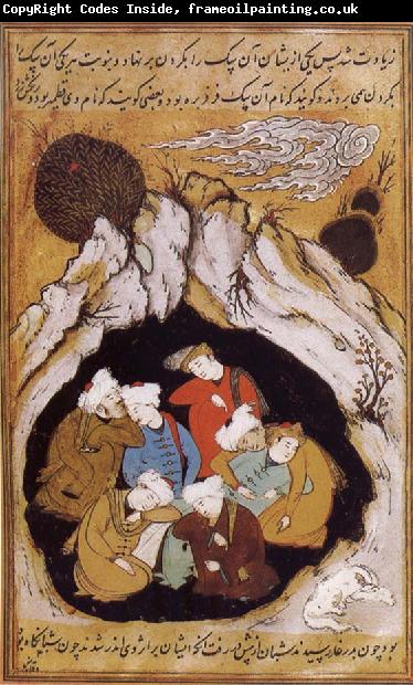 unknow artist The Seven Sleepers in the cave of Ephesus with their dog