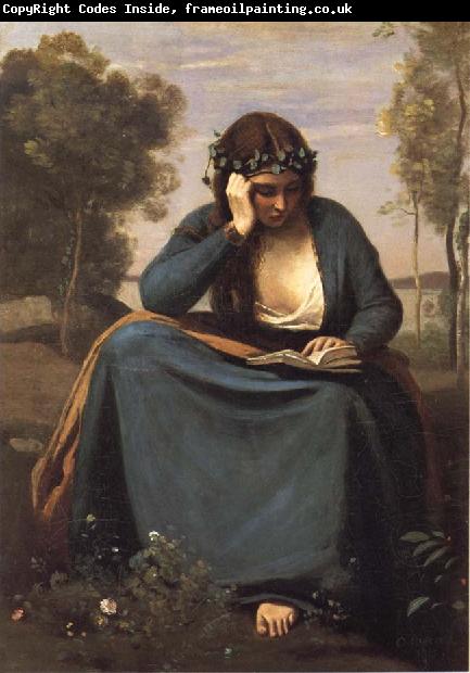 Corot Camille Reader crowned of flowers or The Muse of virgil