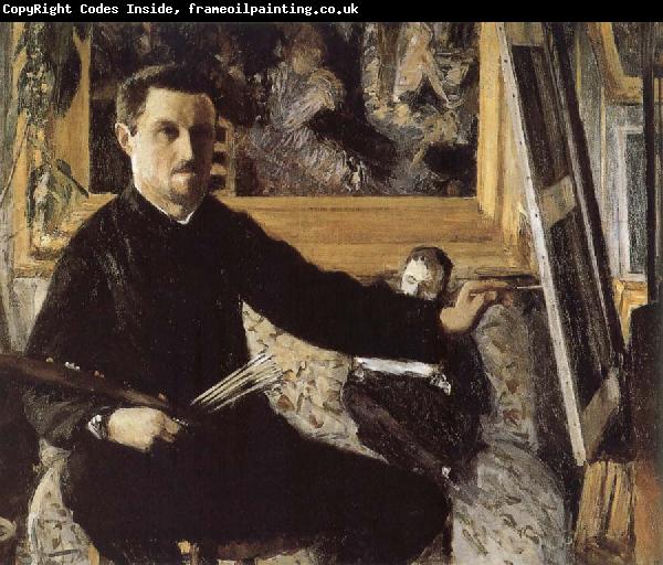 Gustave Caillebotte The self-portrait in front of easel