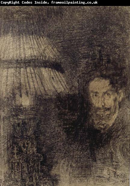 James Ensor Self-Portrait by Lamplight or In the Shadow