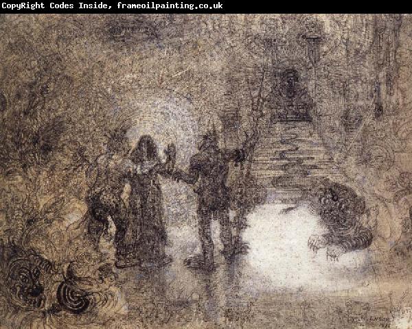 James Ensor The Devils Dzitts and Hihahox,Led by Crazon,Riding a Wild Cat,Accompany Christ to Hell