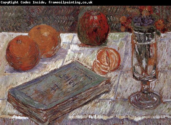 Paul Signac The still life having book and oranges