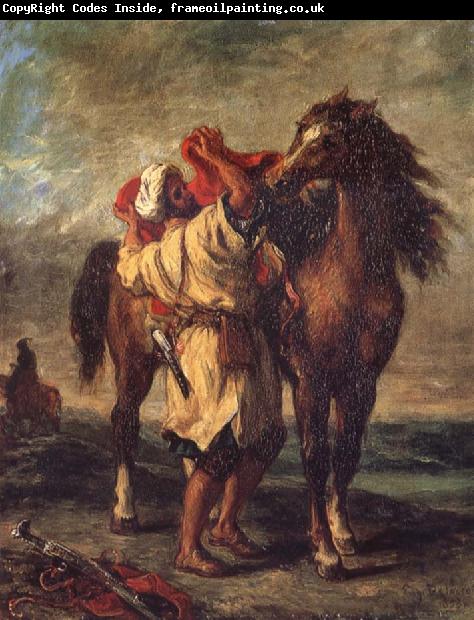 Eugene Delacroix Arab Sadding His Horse