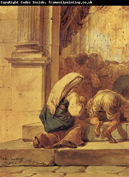 Karl Briullov Scene on the threshold of a church