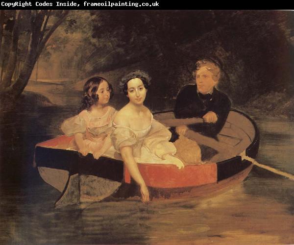 Karl Briullov Portrait of the artistand Baroness yekaterina meller-Zakomelskaya with her daughter in a boat