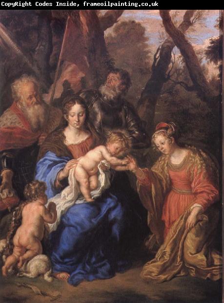 SANDRART, Joachim von The mystic marriage of St Catherine with SS Leopold and William