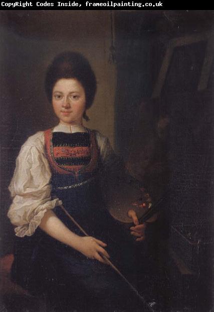 Angelika Kauffmann Selbstbidnis in der Tracht der Bregenzerwalderin mit Pinsel und Palette