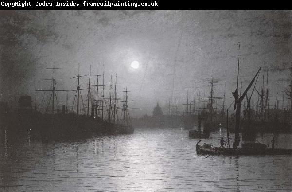 Atkinson Grimshaw Nightfall down the Thames