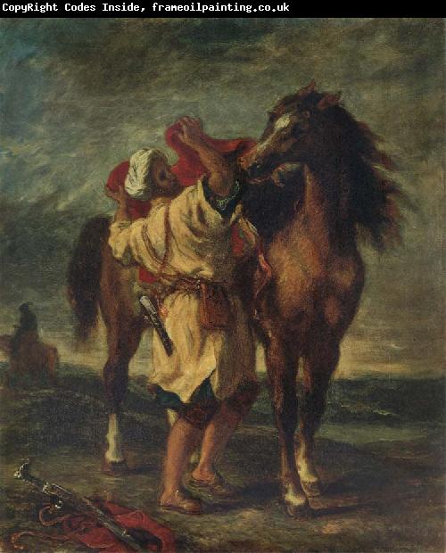 Eugene Delacroix Arab Sadding His Horse