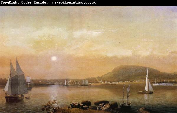 Fitz Hugh Lane Blick von Negro Island auf den Hafen und die Berge Von Camden