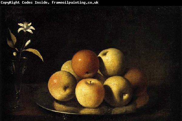 Juan de Zurbaran Still-Life with Plate of Apples and Orange Blossom