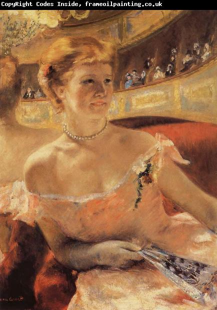 Mary Cassatt Woman with a Pearl Necklace in a Loge for an impressionist exhibition in 1879