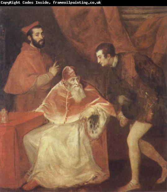 Titian Pope Paul III and his Cousins Alessandro and Ottavio Farneses of Youth