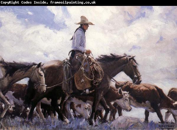 W.H.D. Koerner The Stood There Watching Him Move Across the Range,Leading His Pack Horse