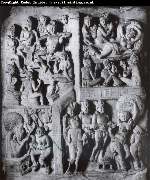 unknow artist The Dream of Maya and the Birth of Buddha, plate at the basement of the stupa of Amaravati