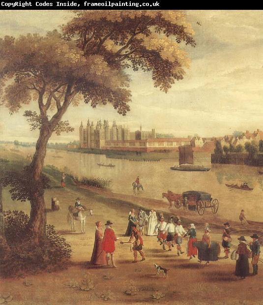 unknow artist The Thames at Richmond,with a view of Richmond Palace