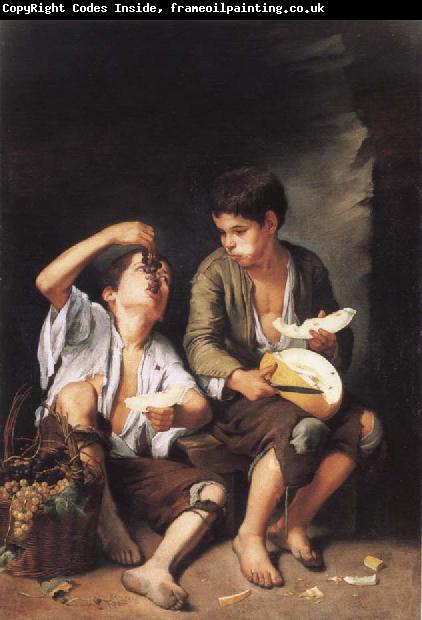 Bartolome Esteban Murillo Grapes and melon eater