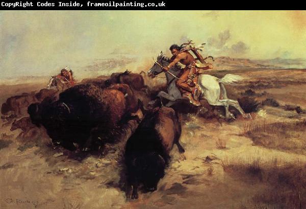 Charles M Russell Buffalo Hunt