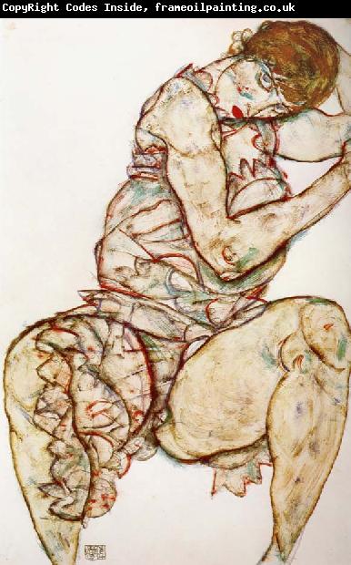 Egon Schiele Seated Woman with her Left Hand in her Hair