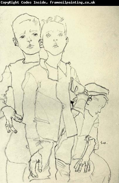 Egon Schiele Three Street Urchins